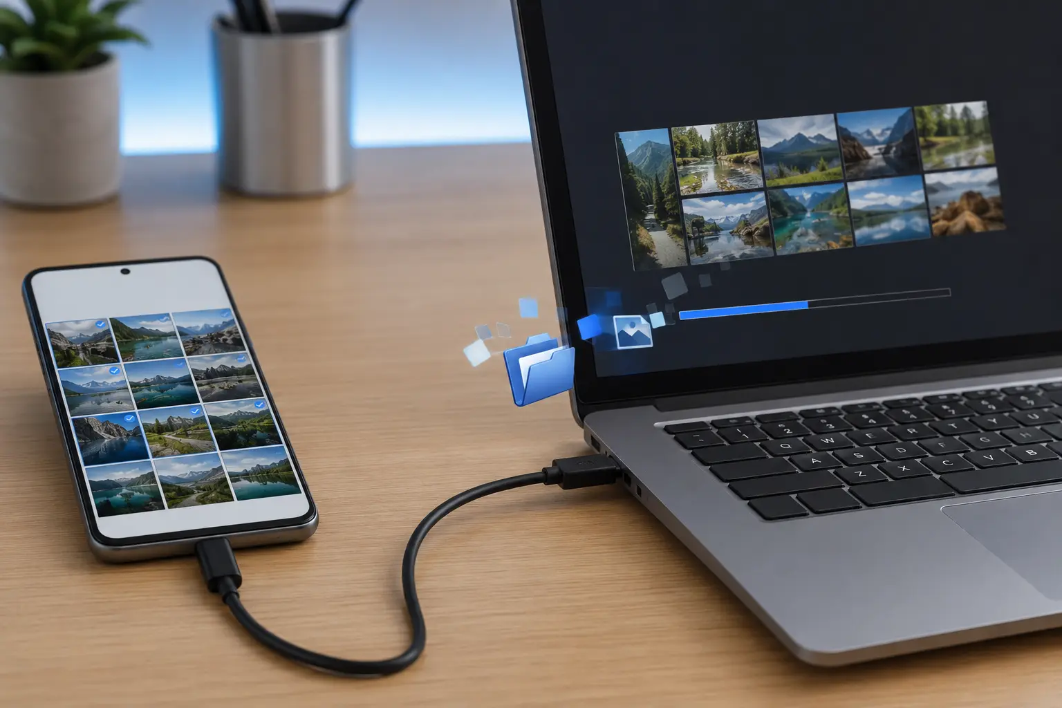 휴대폰 사진 USB 케이블로 PC 복사