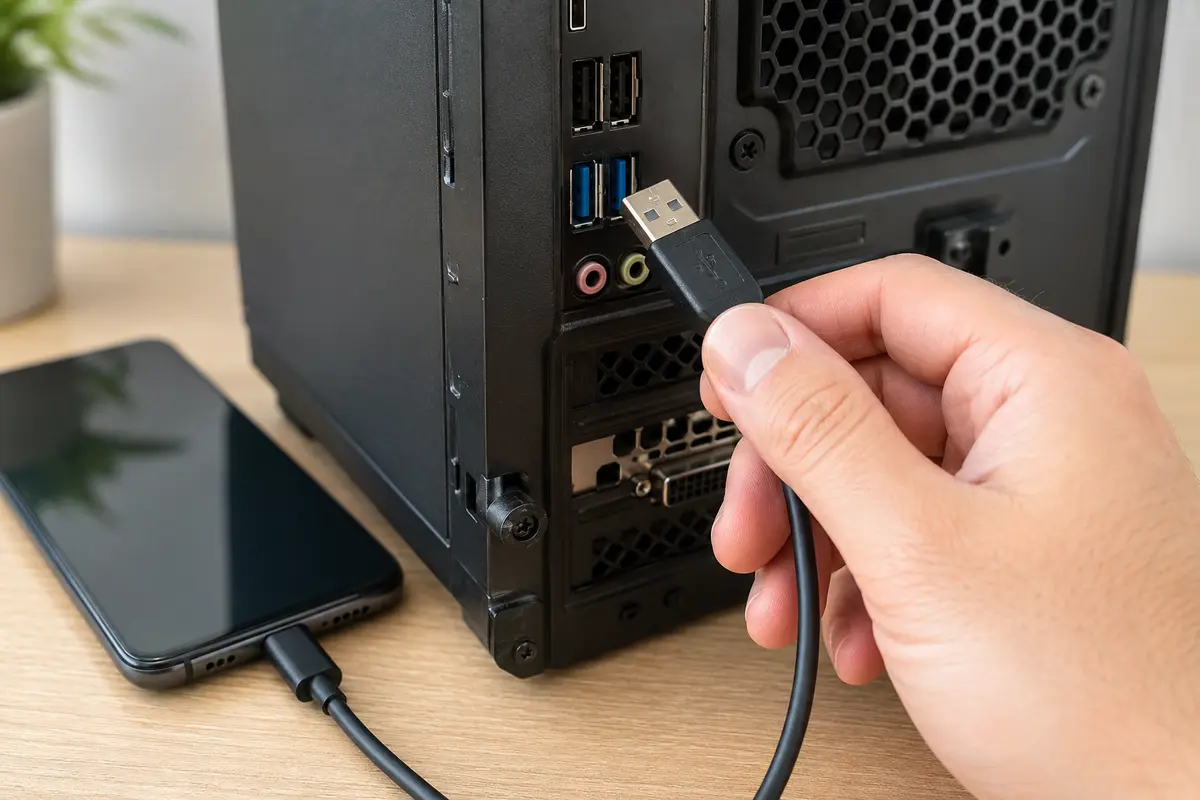 갤럭시 USB 데이터 케이블과 PC 포트 점검