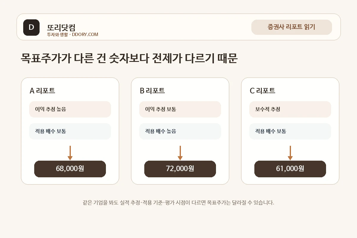 증권사마다 목표주가가 다른 이유와 가정 차이