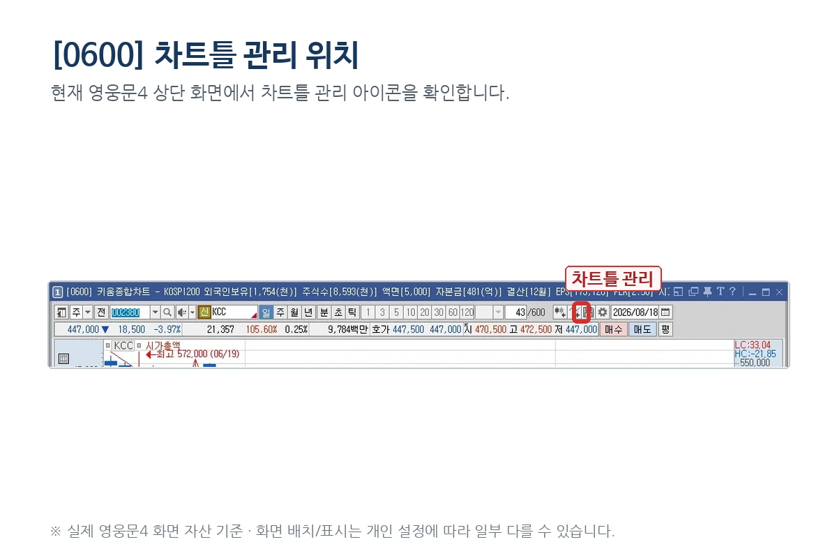 영웅문 차트틀 저장 실제 영웅문4 화면