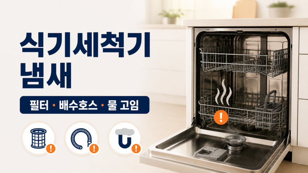 식기세척기 냄새 필터 배수호스 점검