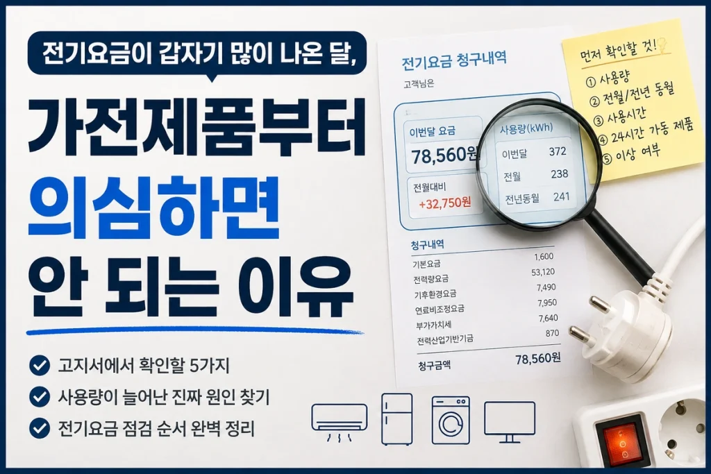 전기요금이 갑자기 많이 나온 달 가전제품보다 먼저 확인할 사용량 점검 순서